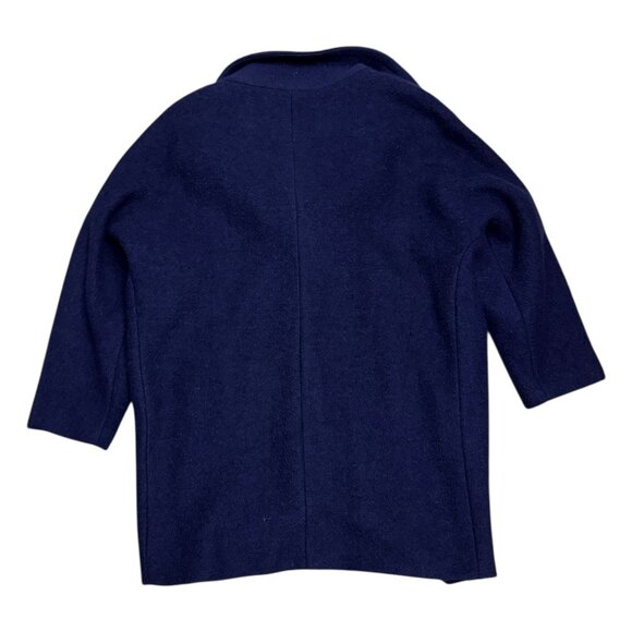 AIJEK Wool Luxury Designer Blue Business Casual Winter Pea Coat Womens Size 2 - Picture 3 of 6